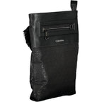 Calvin Klein black polyester men's shoulder bag with adjustable strap and sleek design, suitable for everyday use.