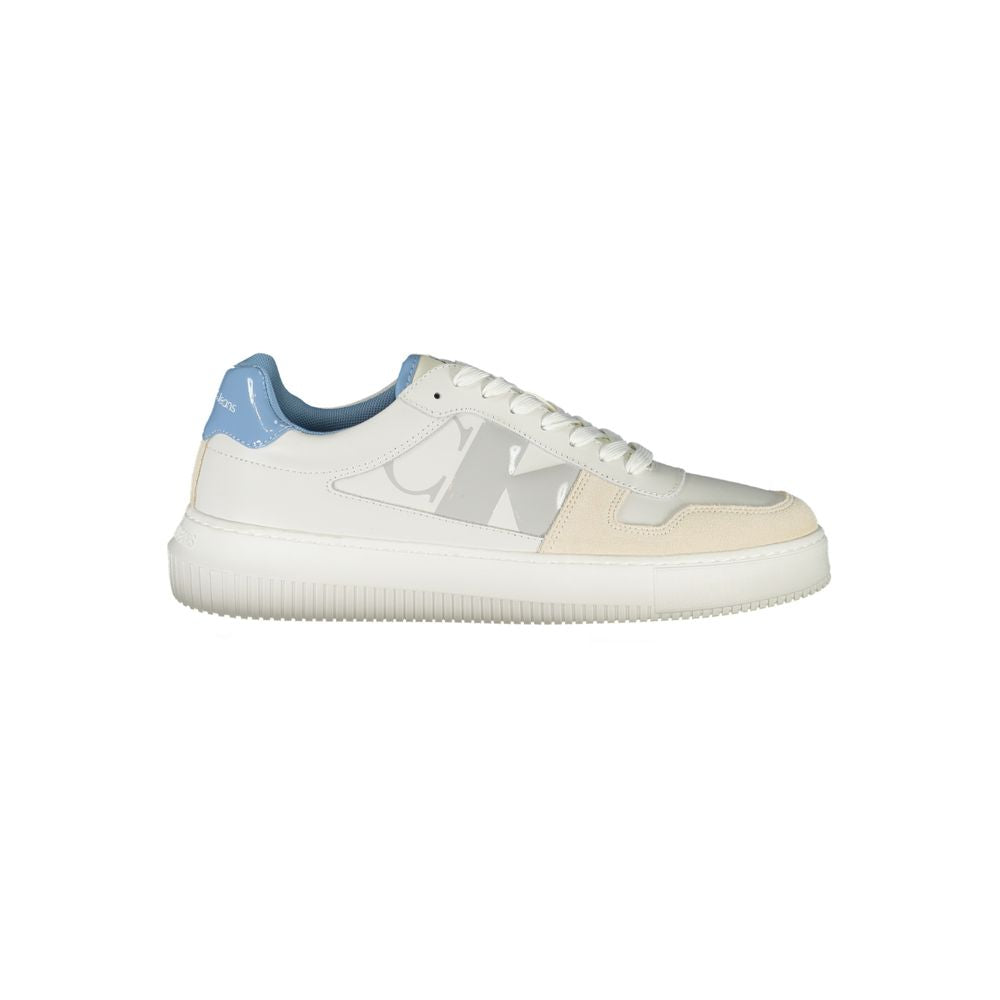 Calvin Klein Bianco Leather Mens Sneaker showing white leather upper and casual athletic design.