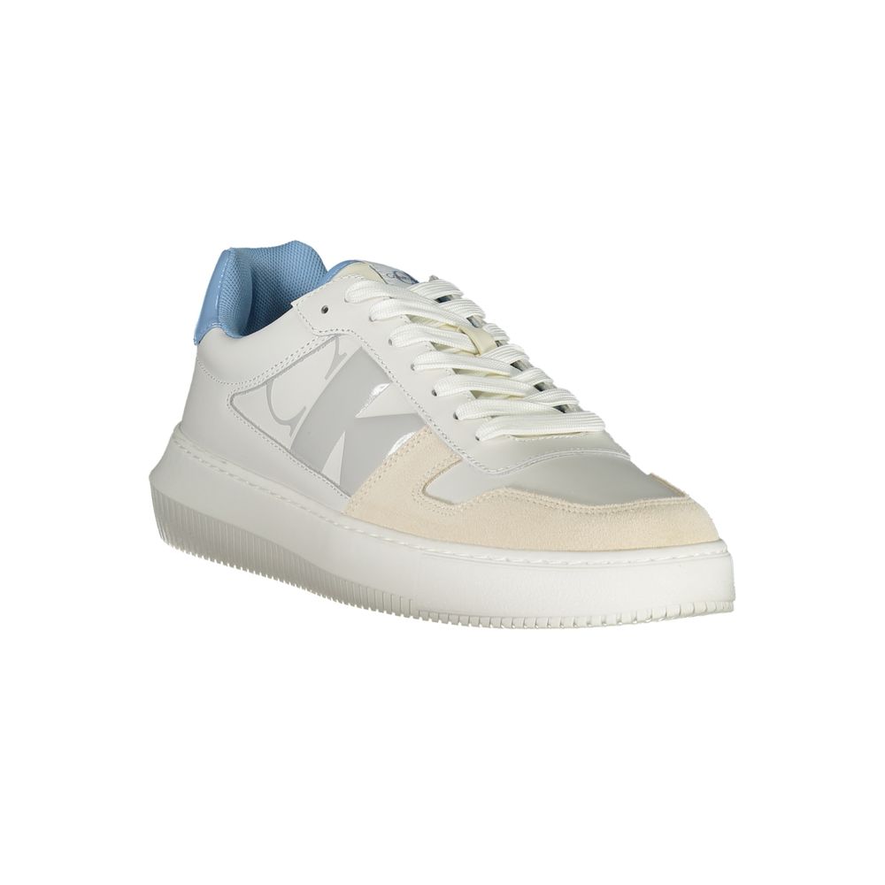 Calvin Klein Bianco Leather Men's Sneaker with white leather upper and casual lace-up design.