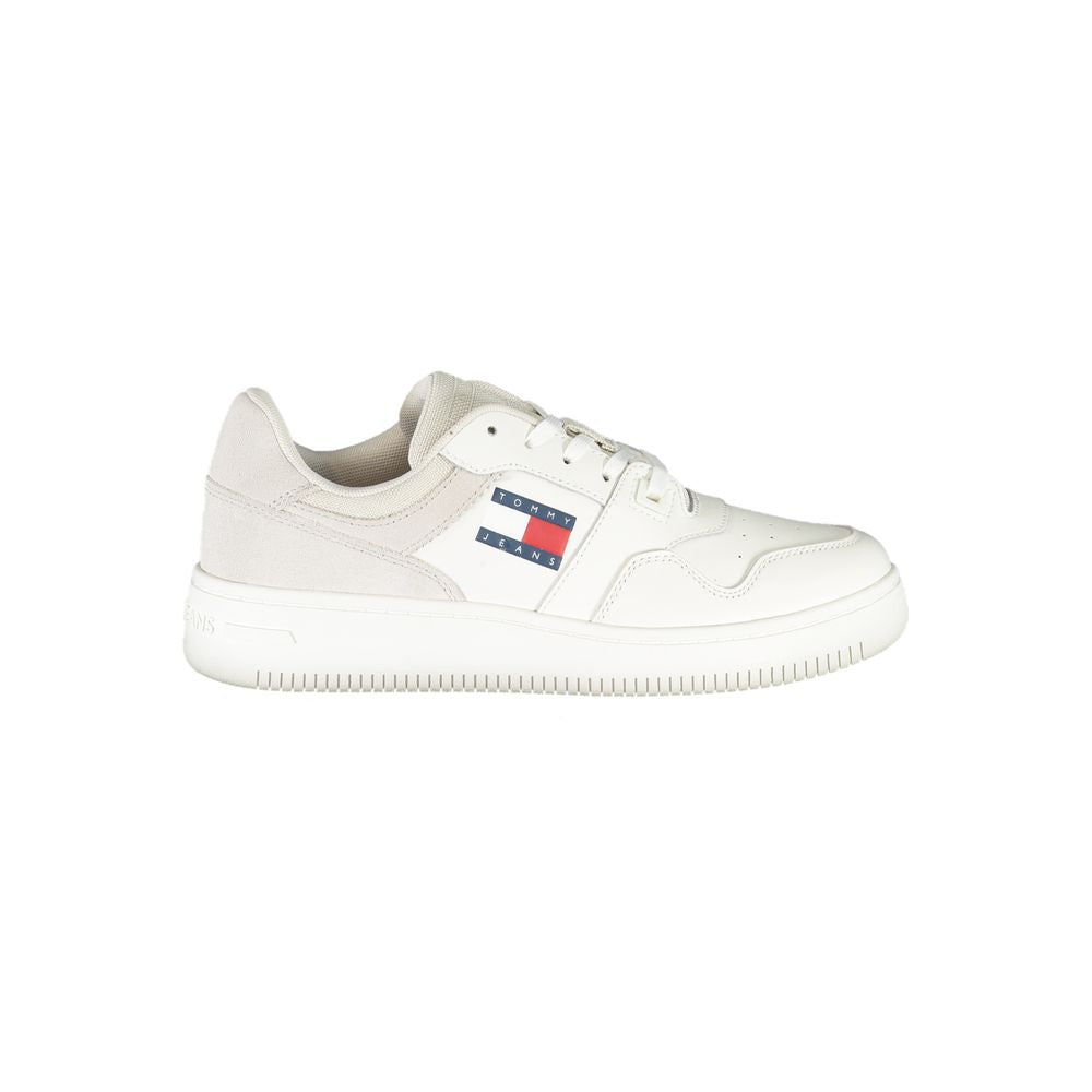 Tommy Hilfiger Bianco leather women's sneaker featuring white design and stylish casual athletic style.