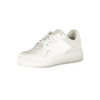 Tommy Hilfiger Bianco leather women's sneaker with white design and stylish laces on a clean background.