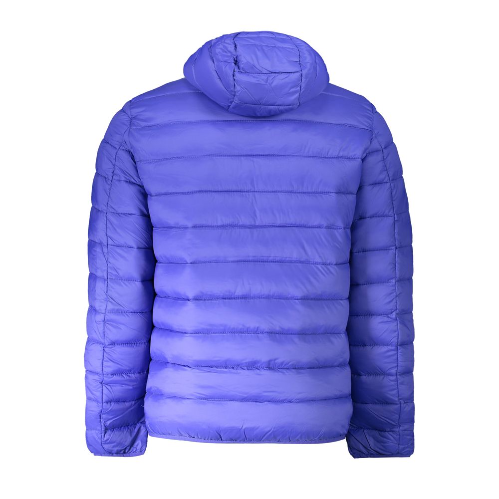 Norway 1963 blue polyamide men's jacket with front zipper and stand collar, lightweight outerwear for casual wear.