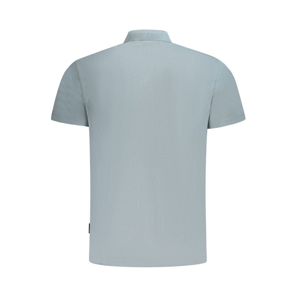 Napapijri men's gray cotton polo shirt with a classic collar and short sleeves, shown on a plain background.