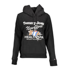Black cotton women's hoodie from Tommy Hilfiger featuring a relaxed fit and classic logo detail.
