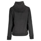 Black cotton women's hoodie by Tommy Hilfiger, featuring a casual fit and classic logo design.