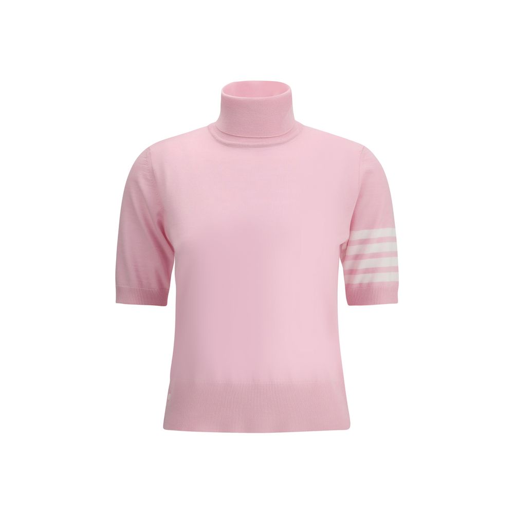 Thom Browne multicolor polyamide turtleneck sweater featuring vibrant patterns and a high neckline.