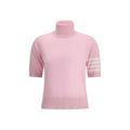 Thom Browne multicolor polyamide turtleneck sweater featuring vibrant patterns and a high neckline.