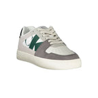 White Calvin Klein polyester men's sneaker with laces, casual athletic style, and sleek design.