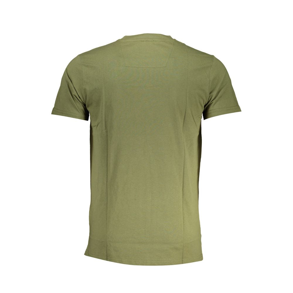 Cavalli Class Verde cotton men's T-shirt with short sleeves and round neckline, featuring a simple, stylish design.