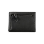 Calvin Klein sleek black leather coin purse with integrated card holder, compact accessory for cards and small essentials.