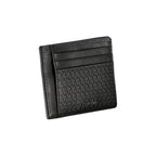 Calvin Klein black leather coin purse with integrated card holder, sleek compact design, perfect for everyday organization.