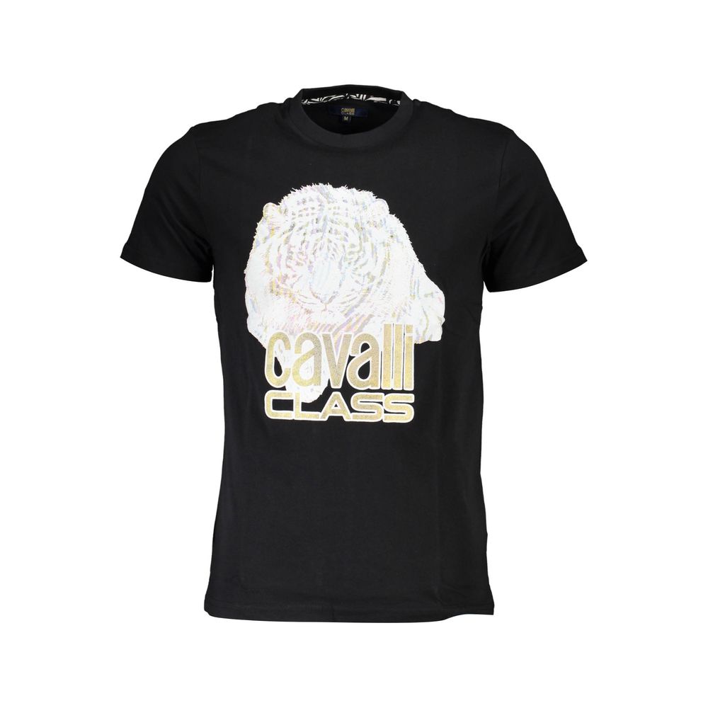 Cavalli Class Black Cotton Men T-Shirt Cavalli Class