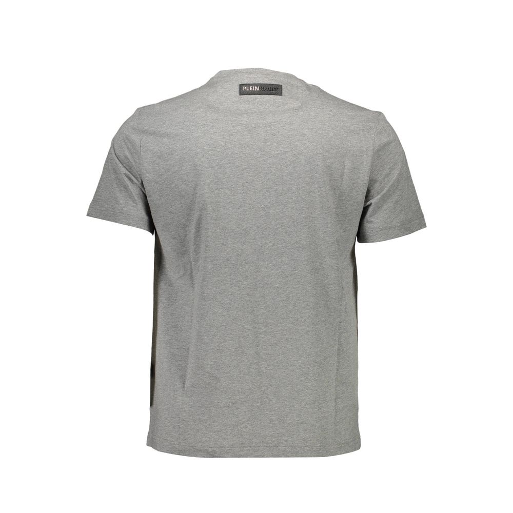 Gray Plein Sport men's cotton T-shirt with crew neckline and short sleeves, casual and comfortable for everyday wear.
