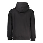Calvin Klein black cotton men's sweater hoodie with front pocket and drawstring hood, casual and comfortable clothing.