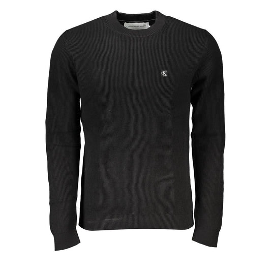 Calvin Klein Sleek Black Crew Neck Sweater with Logo Calvin Klein