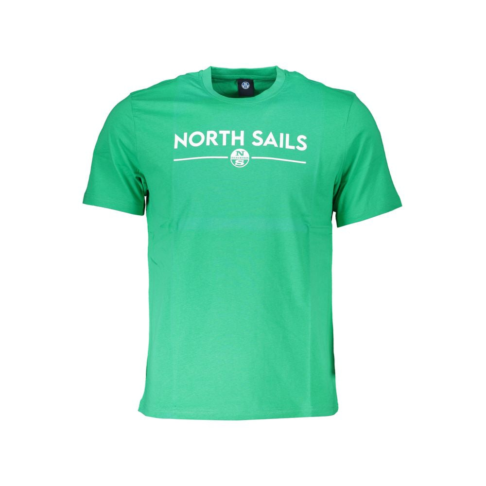 North Sails Verde cotton men's T-shirt with crew neck and short sleeves, featuring a casual fit and green color.