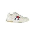 Tommy Hilfiger Bianco leather women's sneaker with white design, casual athletic shoe with laces and brand logo details.