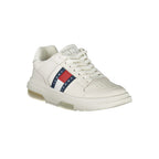 Tommy Hilfiger Bianco leather women's sneaker with white design and subtle branding, featuring a sleek sporty look.