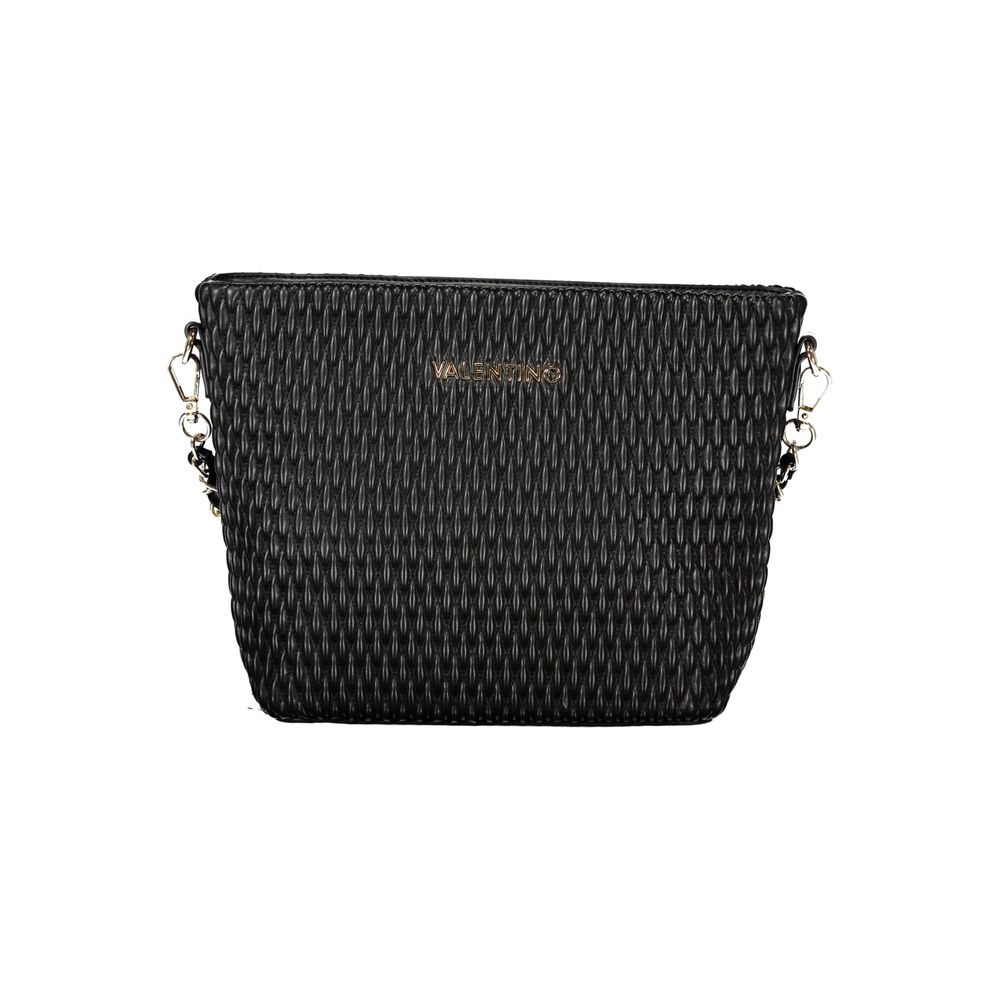 Mario Valentino Nero women's bag made of polyurethane with a removable shoulder handle, featuring a sleek, modern design.