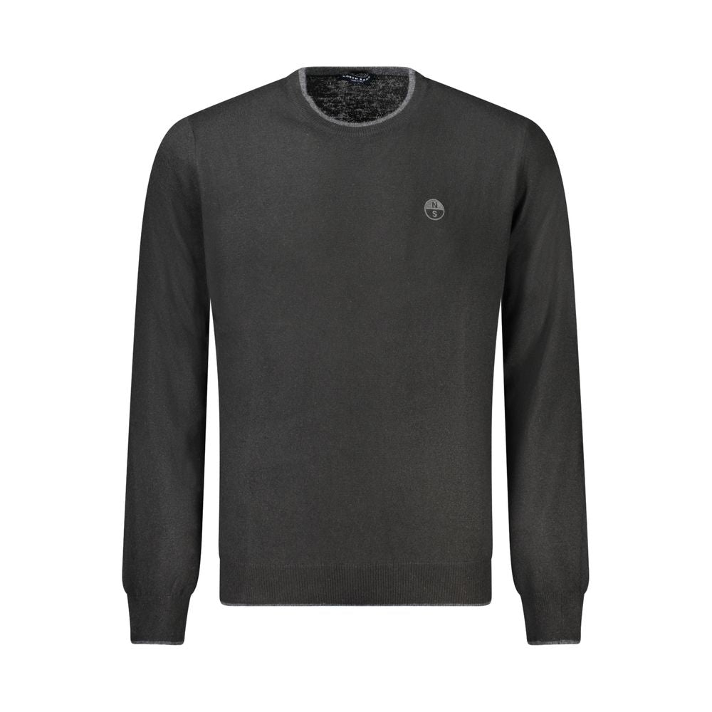 North Sails Grigio Wool Men’s Sweater, gray knit sweater with ribbed cuffs and neckline, casual and comfortable for everyday wear.