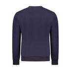 Blue cotton men's sweater by Rifle with a classic fit and ribbed cuffs, displayed on a plain background.