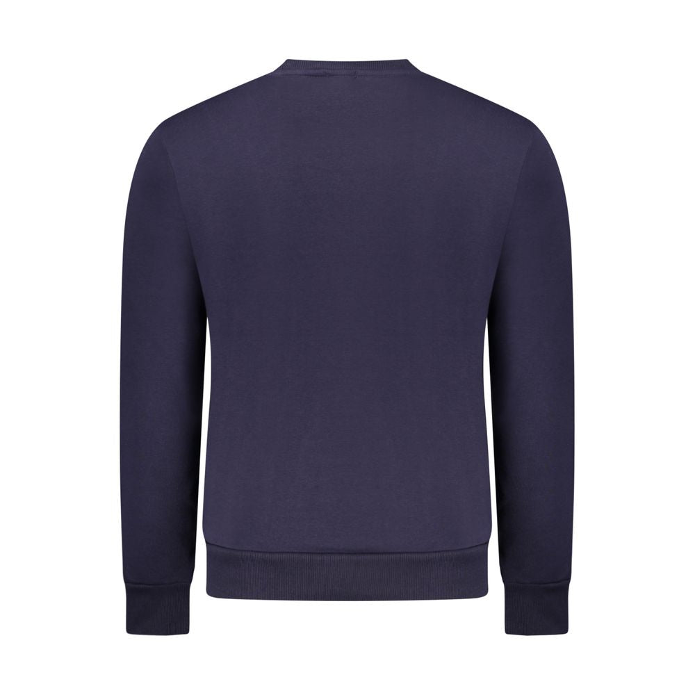 Blue cotton men's sweater by Rifle with a classic fit and ribbed cuffs, displayed on a plain background.