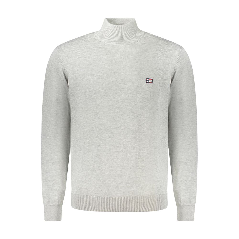 Norway 1963 men's gray polyester sweater with a classic knit design, featuring a crew neckline and ribbed cuffs.