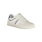 Tommy Hilfiger white polyurethane men's sneaker with lace-up design and sporty style, featuring the brand logo on the side.