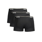 Hugo Boss black cotton men's boxer briefs with elastic waistband and classic fit, showcasing smooth fabric and comfortable design.