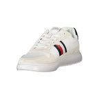 Tommy Hilfiger white polyurethane men's sneaker with sleek design and sporty look, featuring brand logo details.
