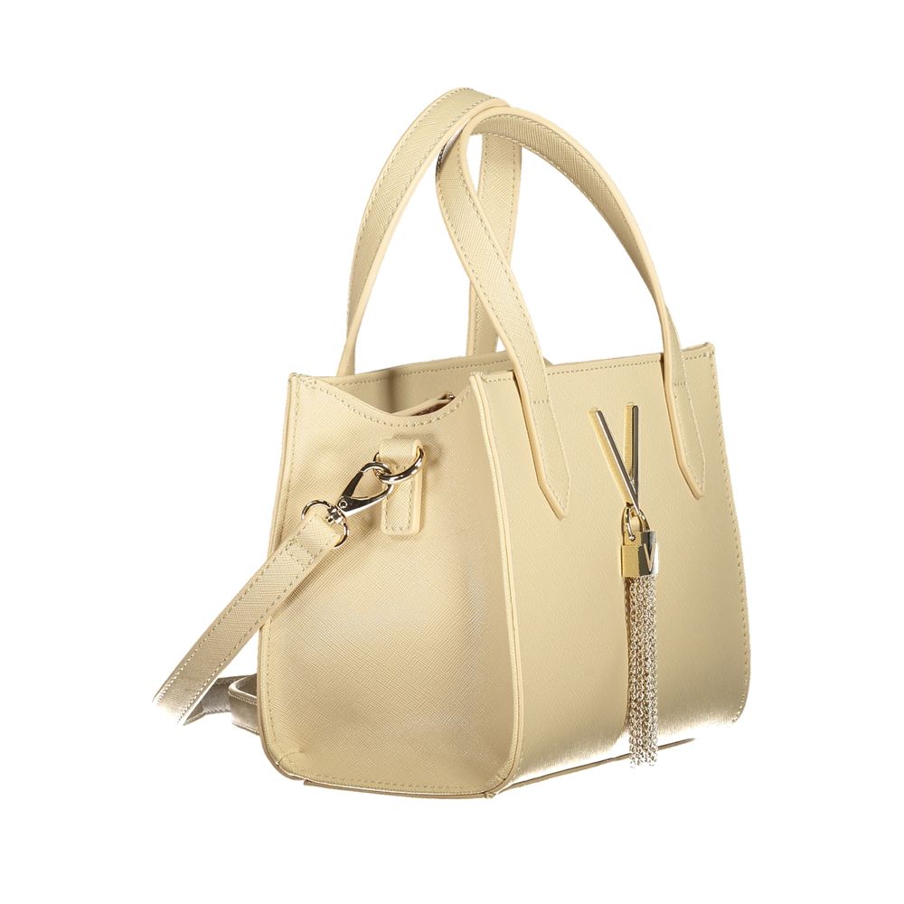 Mario Valentino beige polyurethane women's bag with sleek design and gold-tone hardware, stylish and spacious accessory.