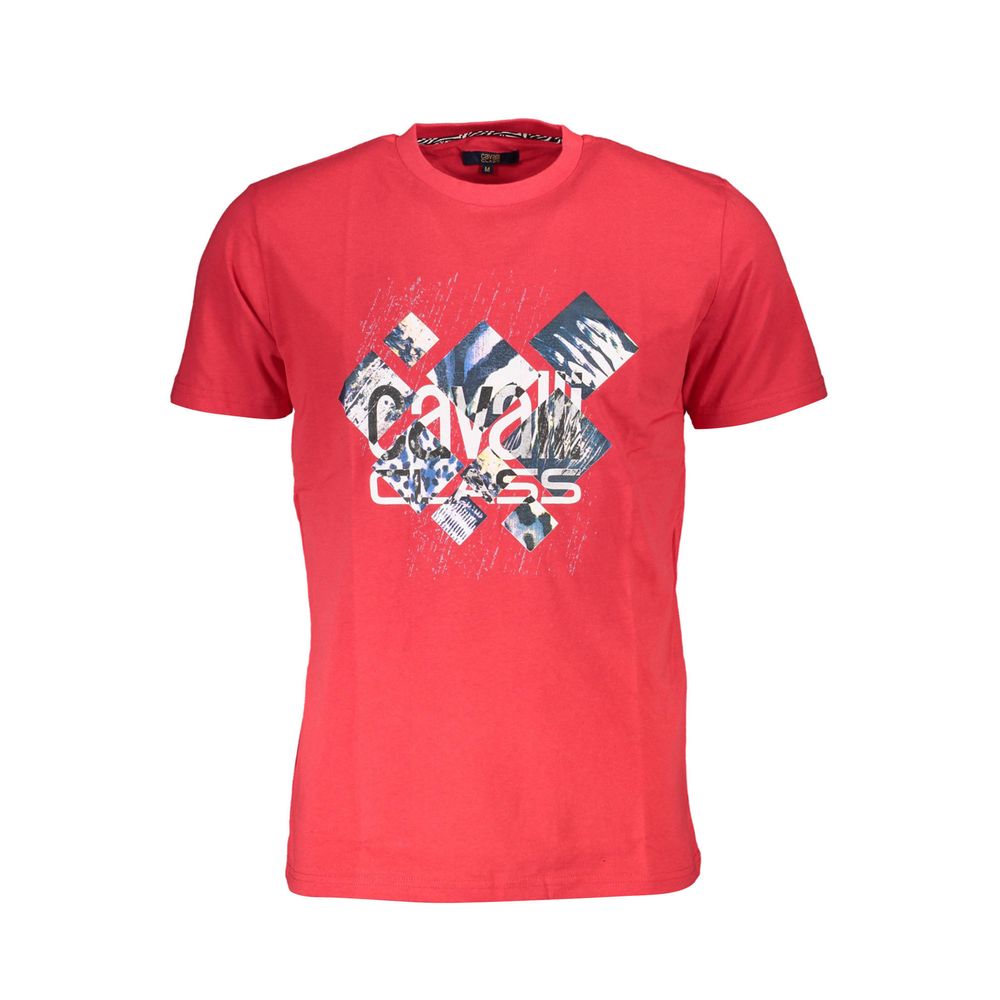 Cavalli Class Red Cotton Men T-Shirt Cavalli Class