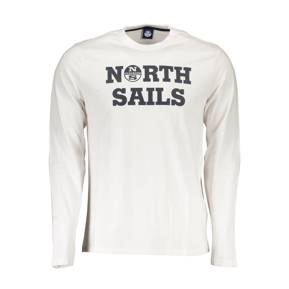 North Sails Bianco cotton men's T-shirt with a crew neck and short sleeves, featuring a simple design and soft fabric.