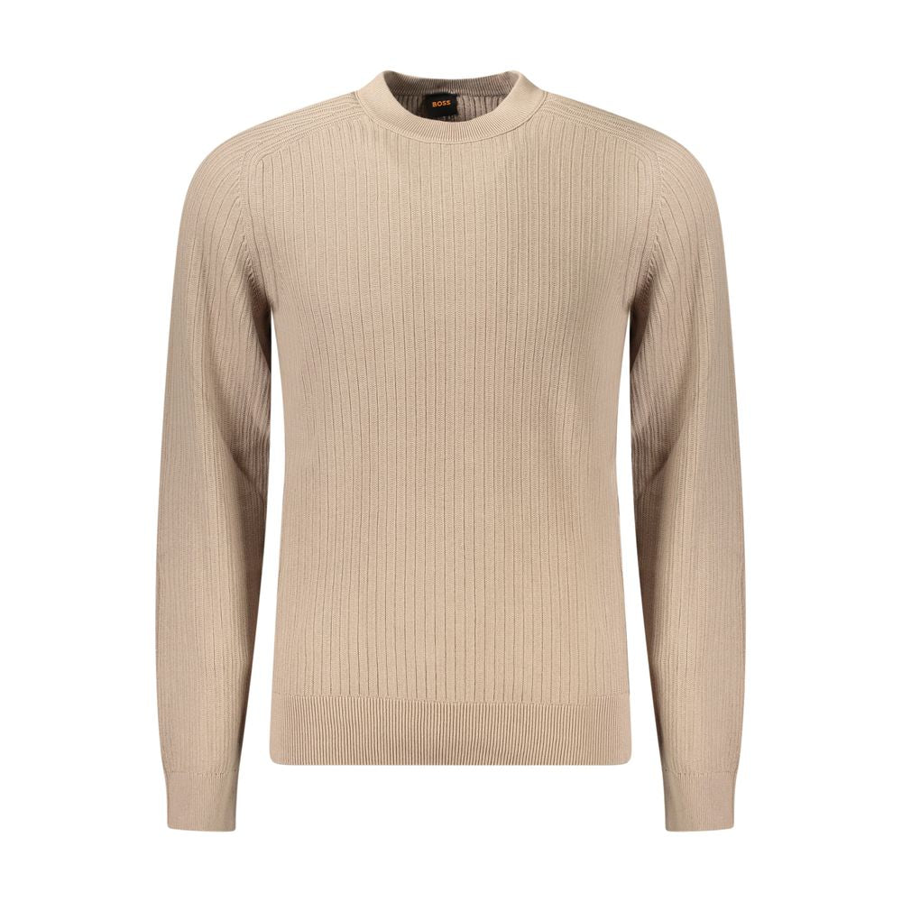 Hugo Boss Beige Cotton Men Sweater Hugo Boss