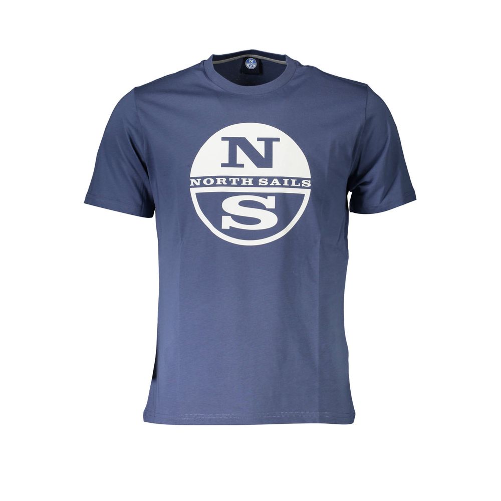 North Sails Blu Cotton Men’s T-Shirt with crew neck and short sleeves, soft blue fabric, casual style.