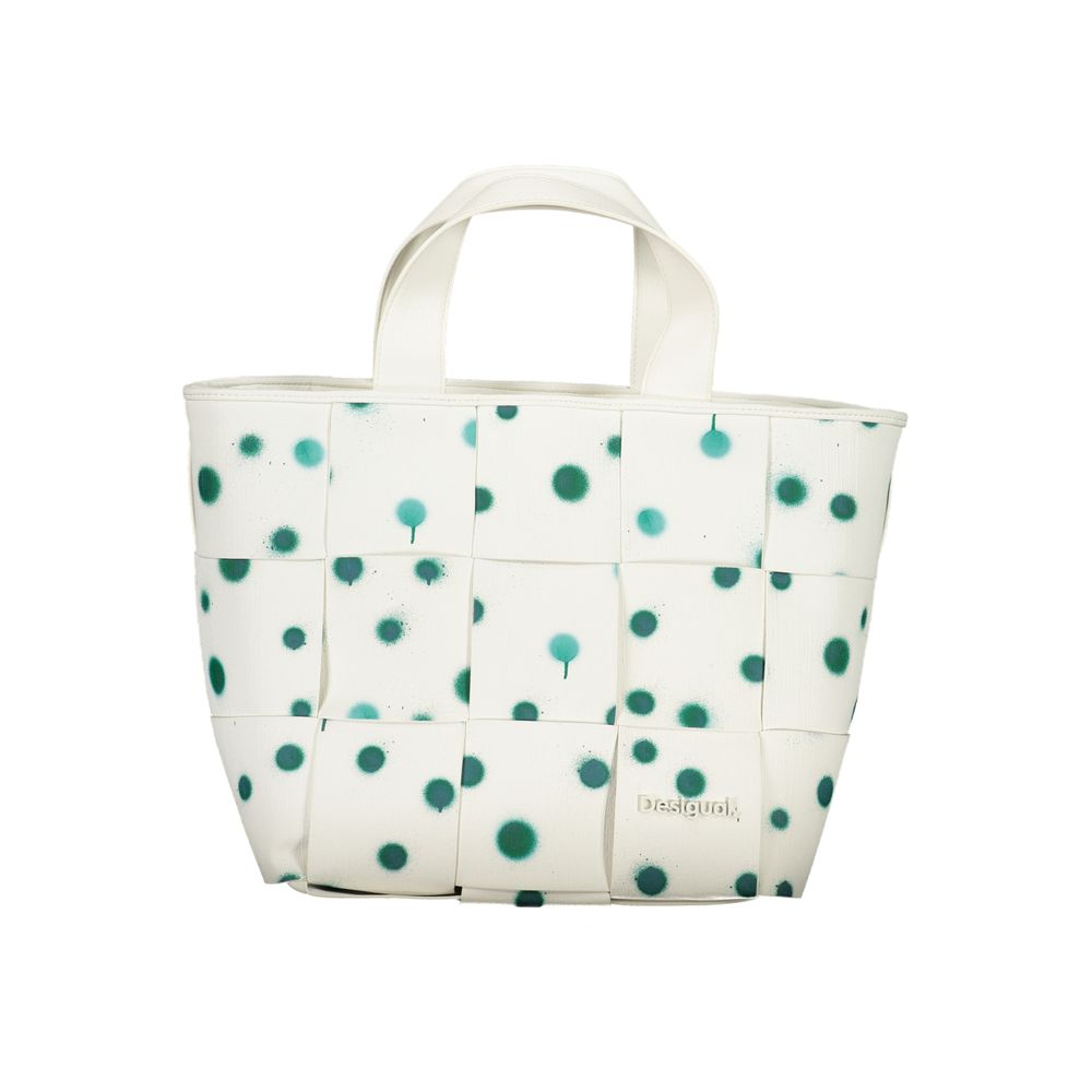 Desigual Bianco Poliuretano women's handbag featuring a sleek design with textured surface and stylish handles.