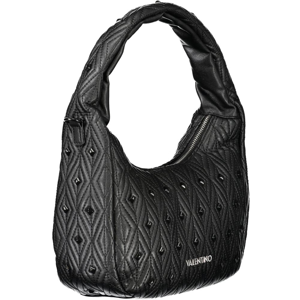 Mario Valentino black polyurethane women's bag with sleek design and stylish straps, perfect for everyday use.
