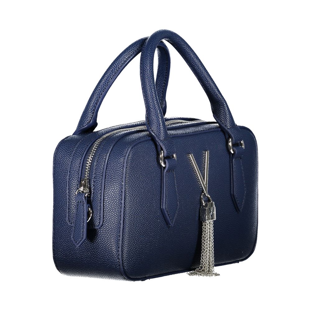 Blue Mario Valentino women's polyurethane bag with sleek design and top handle, perfect for stylish everyday use.