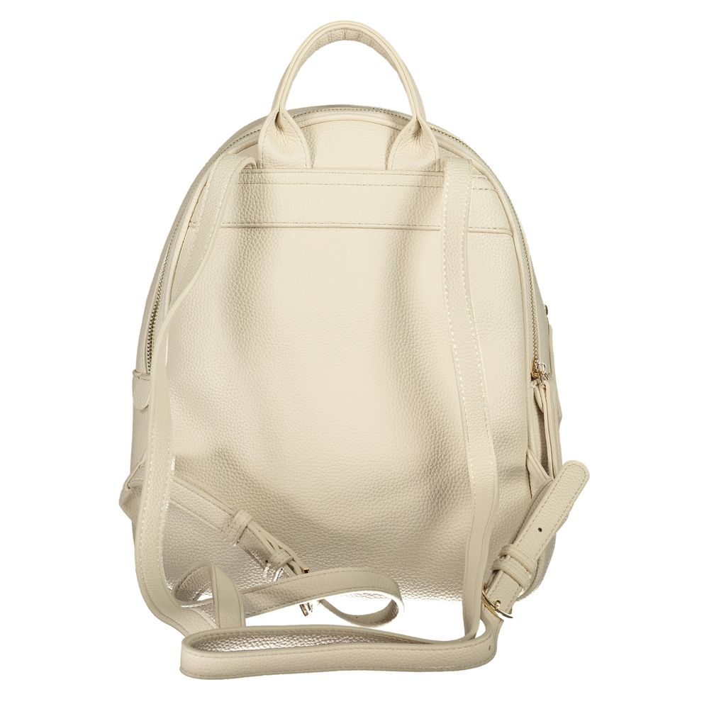 Mario Valentino beige polyurethane women's backpack with sleek design and adjustable straps, suitable for casual and everyday use.