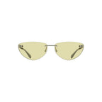 Calvin Klein Verde Metallo woman sunglasses with metal frames and dark tinted lenses on a white background.