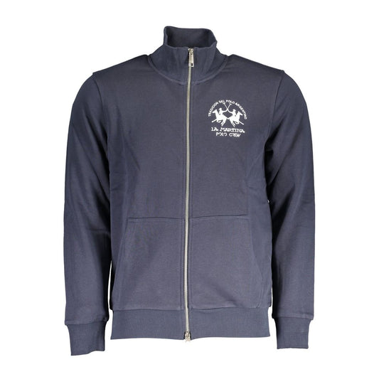La Martina Blue Cotton Men Sweater La Martina