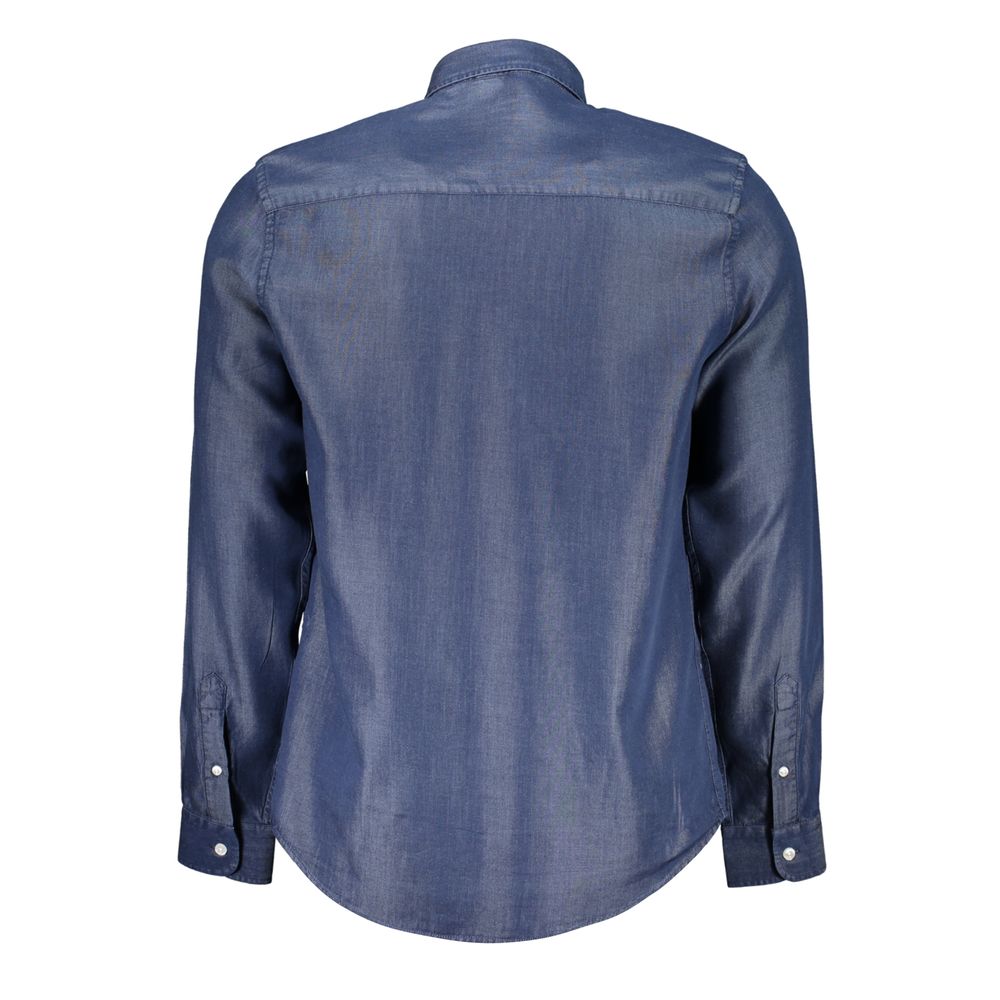 North Sails blue Lyocell men's shirt displayed flat, showcasing its lightweight fabric and classic collar design.