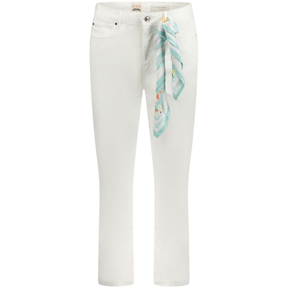 Guess Jeans Bianco Lyocell women's skinny jeans, fitted denim with a high waist and classic five-pocket design.