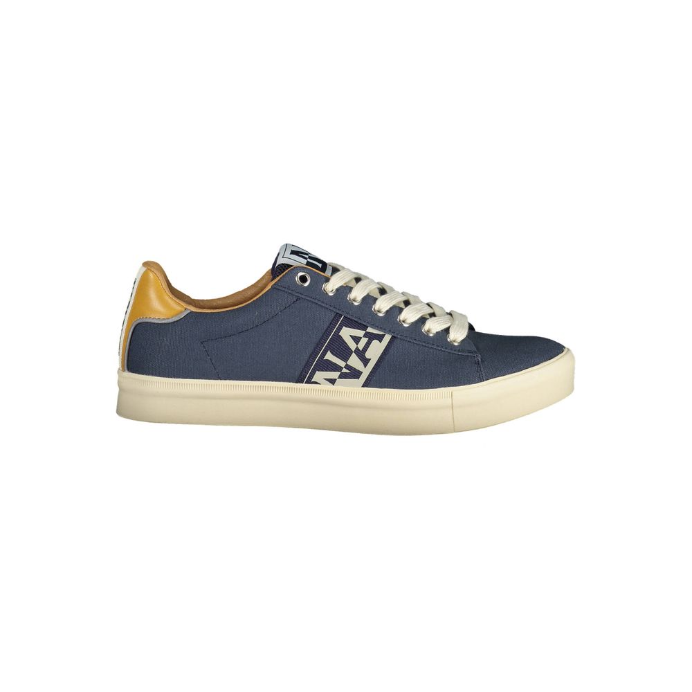 Napapijri blue men's polyester sneaker with white sole and laces, casual athletic footwear for everyday wear.