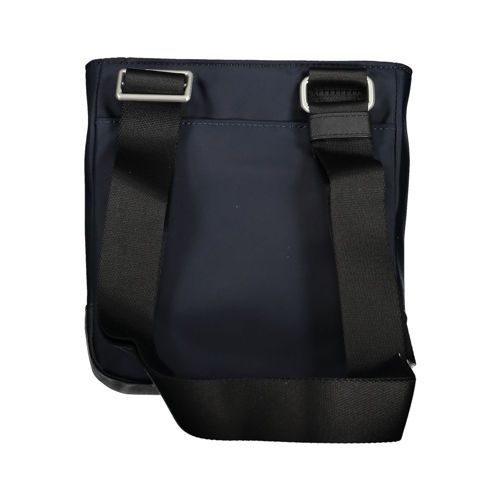 Tommy Hilfiger blue polyester men's shoulder bag with adjustable strap and front logo detail.