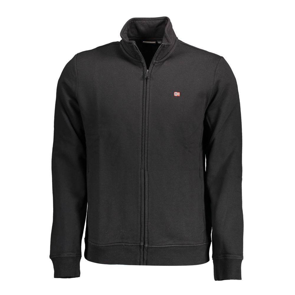 Blue cotton men's sweatshirt by Napapijri, featuring a comfortable fit and casual style with a classic crewneck design.