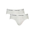 White cotton men's briefs by Calvin Klein, featuring a comfortable waistband and classic fit.