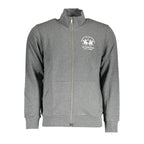 La Martina Grigio cotton men's sweatshirt featuring a crew neck and logo embroidery, casual and comfortable for everyday wear.