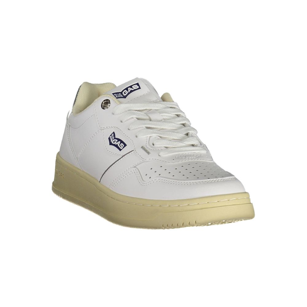 Gas Bianco polyurethane women's sneaker with white design and stylish laces, featuring a comfortable sporty silhouette.