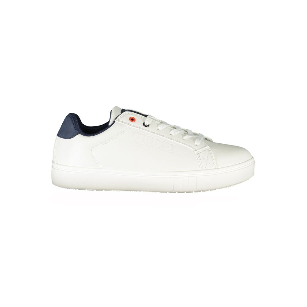 Mares white polyurethane men's sneaker with laces and cushioned sole, stylish casual footwear for everyday wear